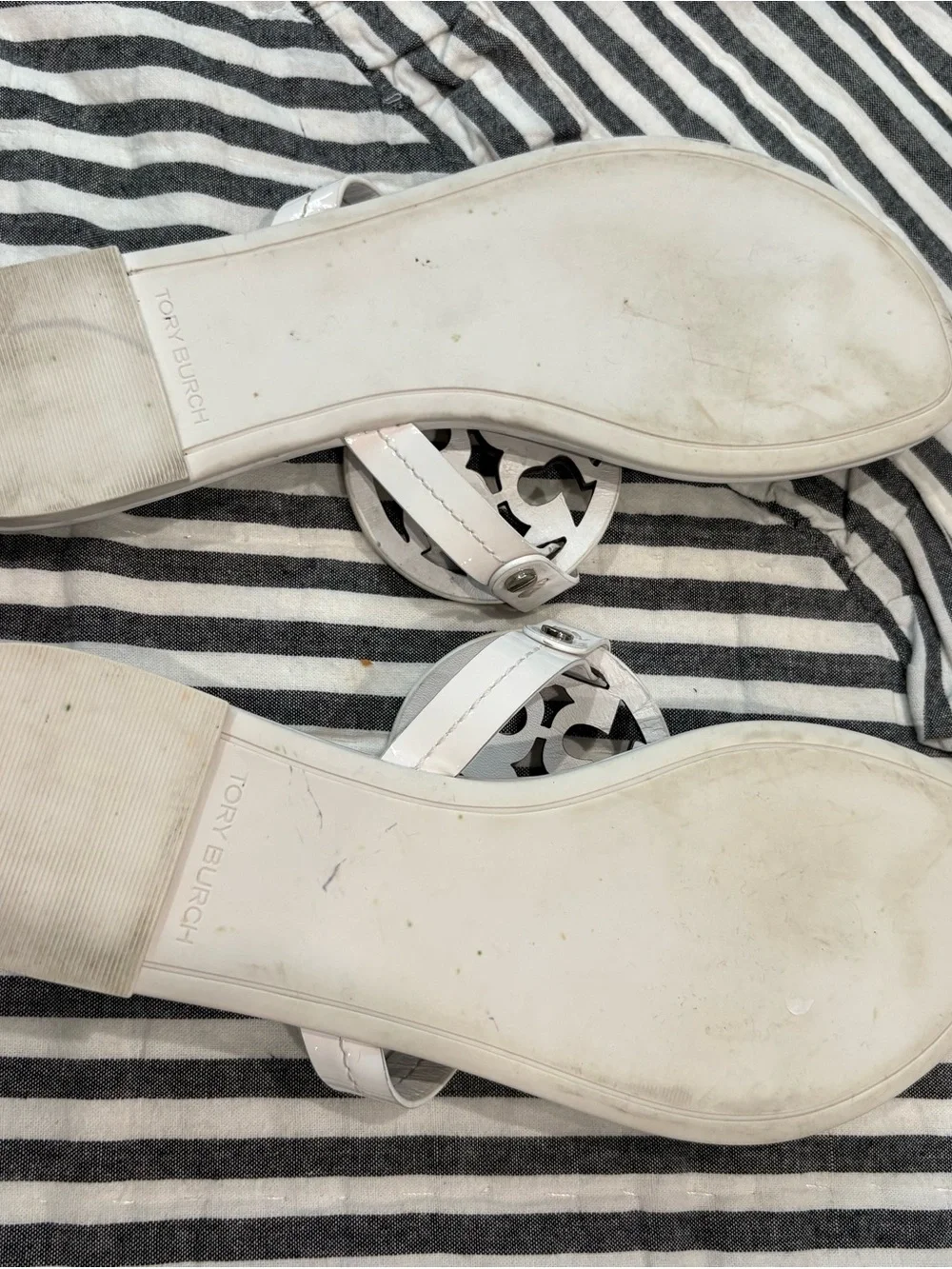 Tory Burch White Miller Thong Sandals 9